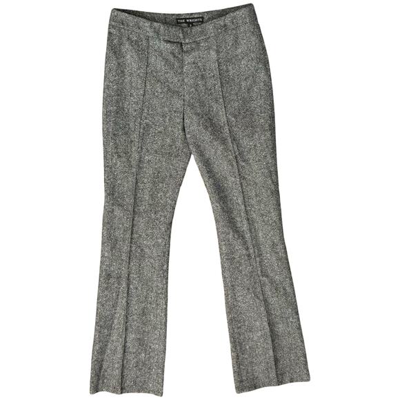 The Wrights Heather Gray Black Slim Straight Leg Wool Trousers Pants size 2 - Picture 1 of 7